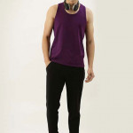 Men Purple Solid Round Neck Pure Cotton