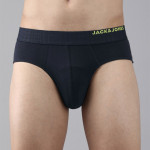 Men Pack Of 2 Black & Navy Blue Solid Basic Briefs