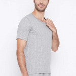 Men Charcoal Grey Striped Thermal Top